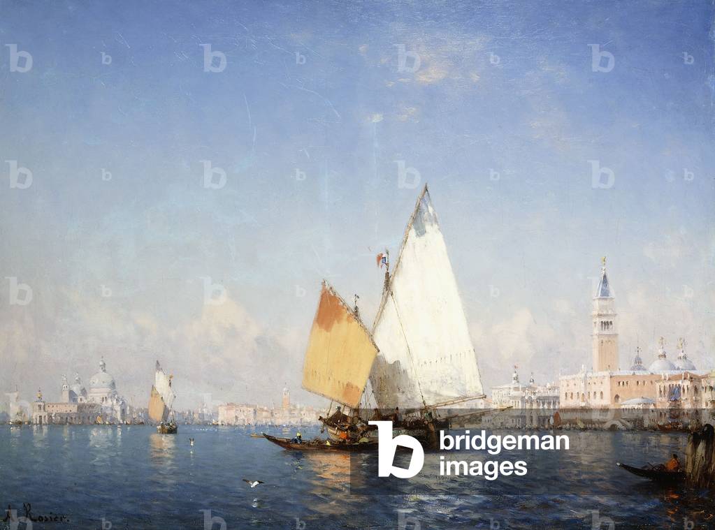 Boats on the Lagoon (oil on canvas)