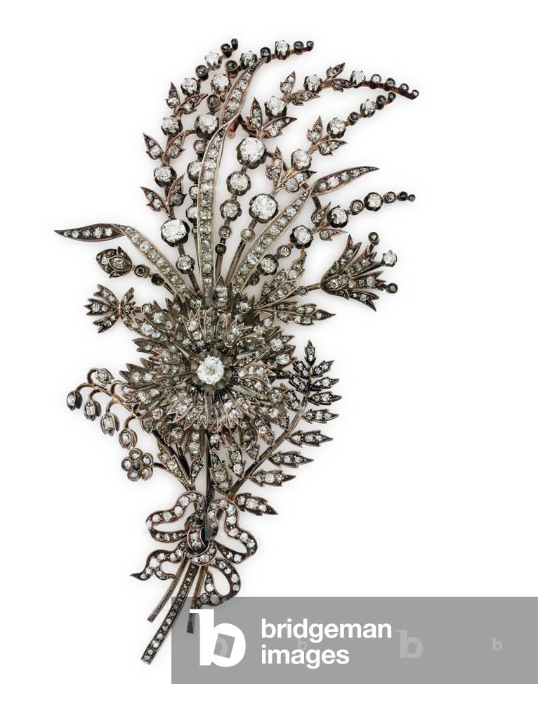 Antique diamond floral corsage brooch, c.1885 (diamonds set in silver & rose gold)