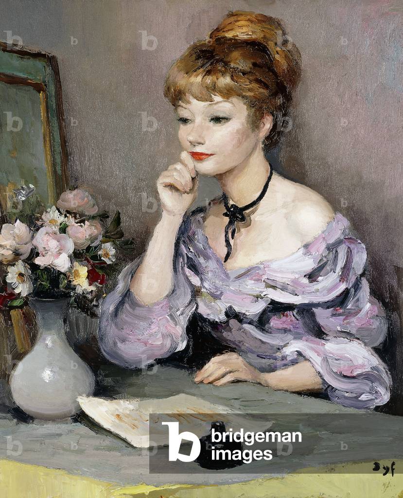 Claudine and an Inkstand; Claudine a l'Ecritoire,  (oil on canvas)