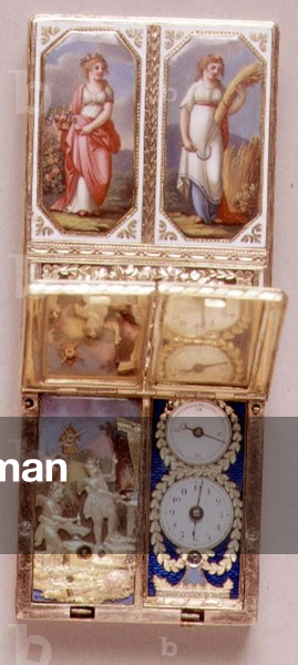 Louis XV oblong gilt and enamel snuff box, depicting the four seasons