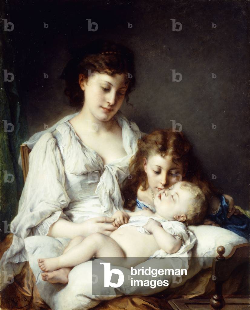 Maternal Affection (oil on canvas)