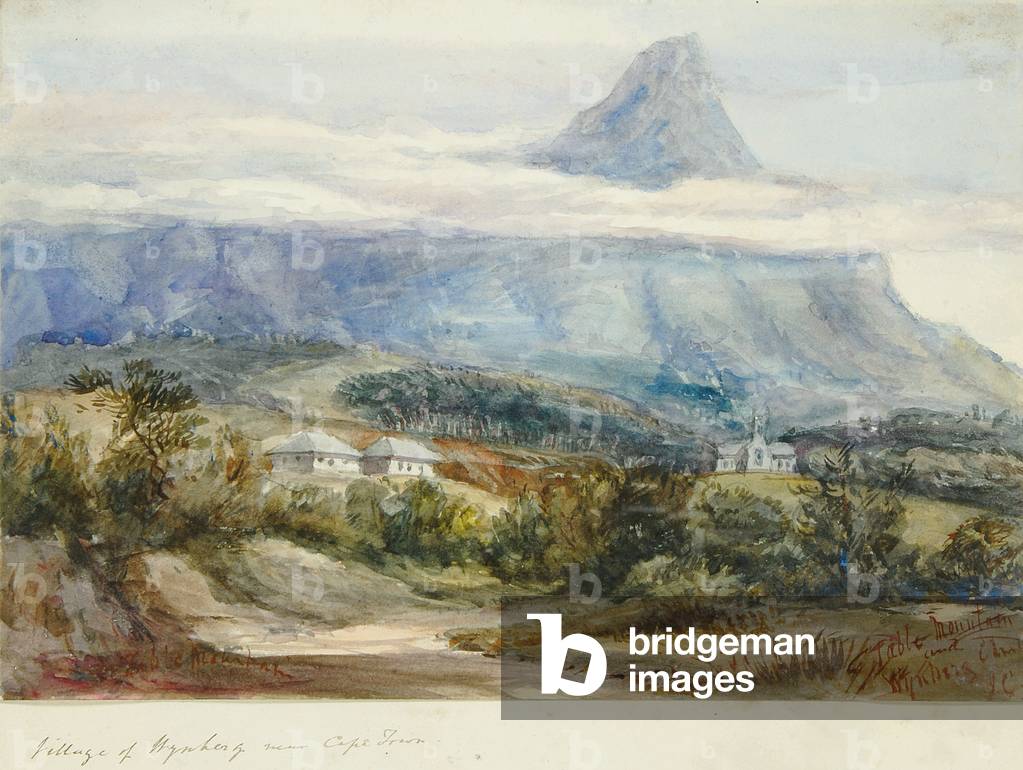 Table Mountain and Wynberg Church, 1851 (w/c on paper)