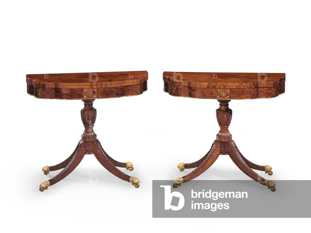 Pair of card tables, 1810-19 (brass & mahogany)