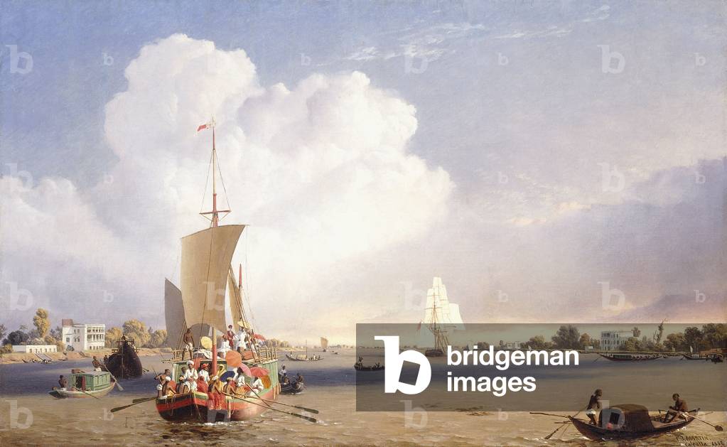 Shipping on the Hooghly River, Calcutta, 1852 (oil on canvas)