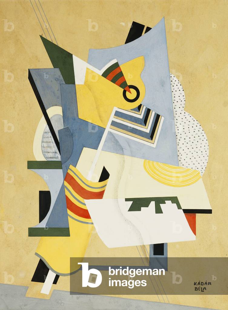 Composition Cubiste, (gouache and pencil on board)