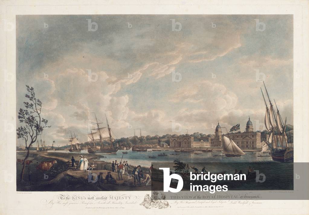 View of the Royal Hospital at Greenwich, 1793 (hand-coloured aquatint)
