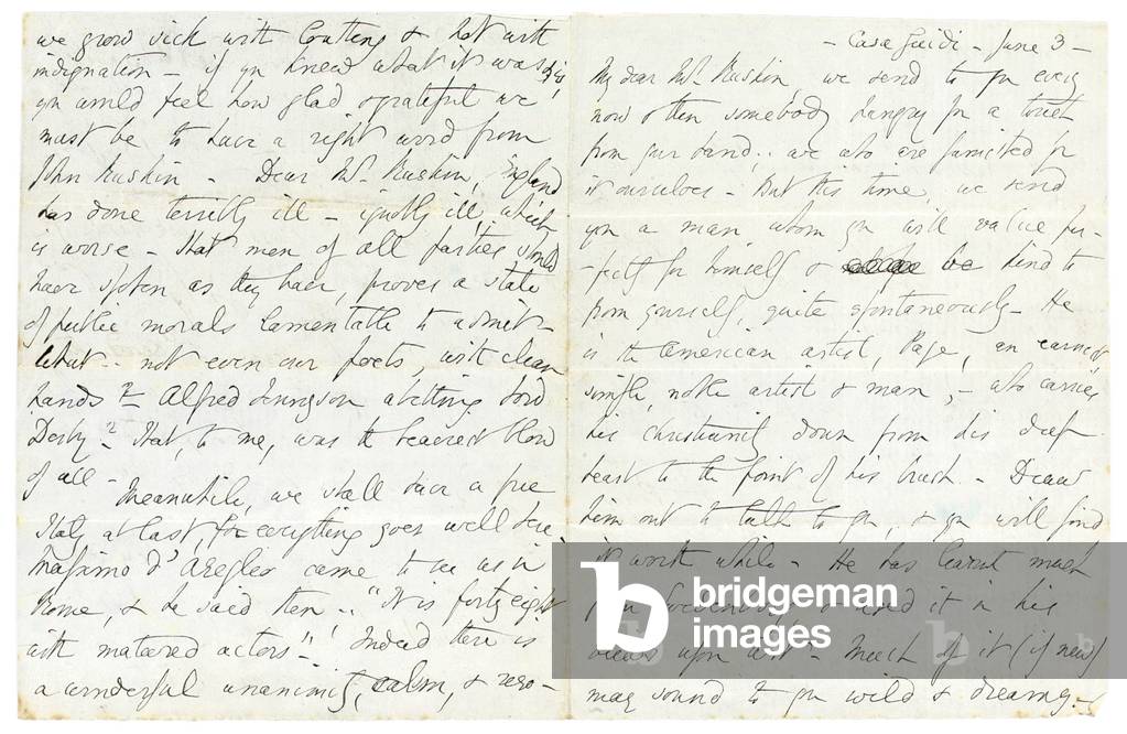 Autograph letter to John Ruskin, Casa Giudi, Florence, 3rd June 1859 (pen & ink on paper) (see also 808585)