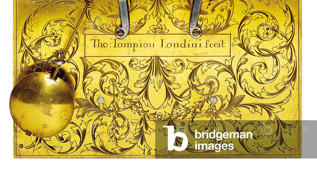 Detail of a William and Mary striking table clock with pull quarter repeat, no. 167, c.1690 (gilt metal) (see also 867495-7)