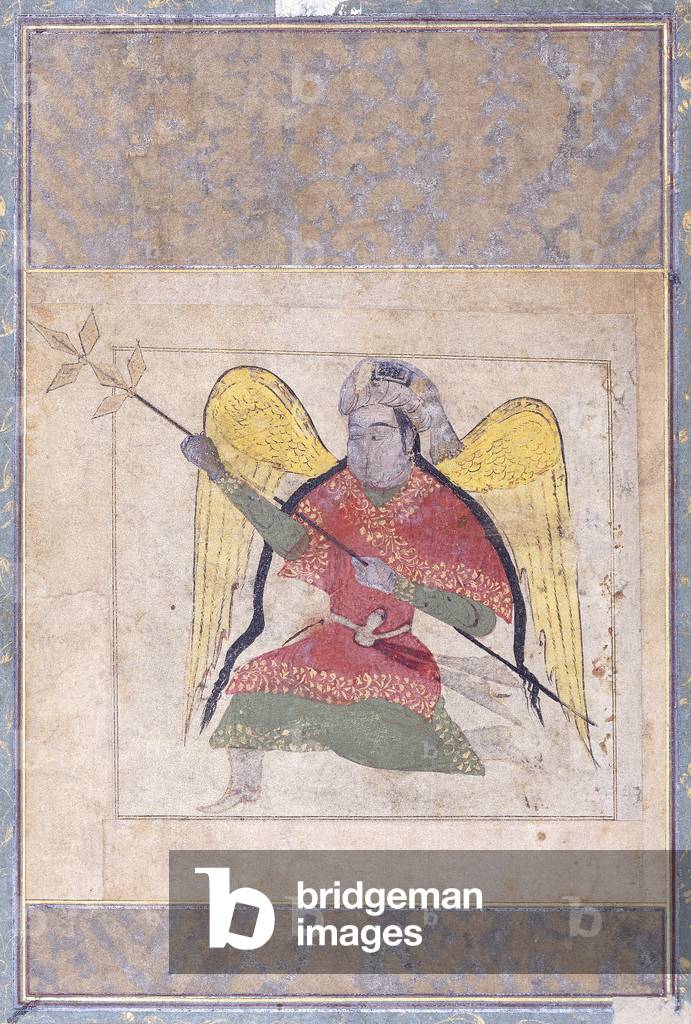 An Angel Wearing a Turban, Bearing a Staff, c.1370-80 (gouache with gold paint on paper)