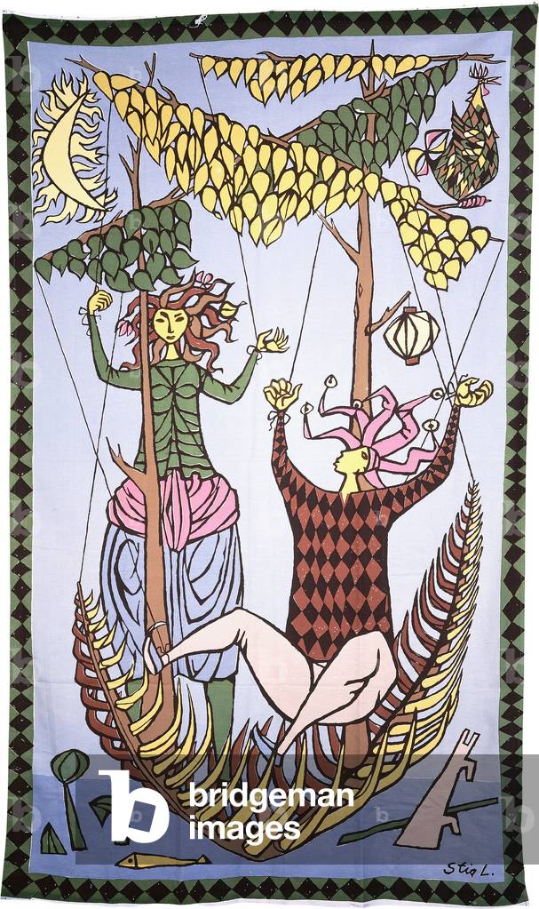 A textile hanging, c.1955 (screen-printed cotton)