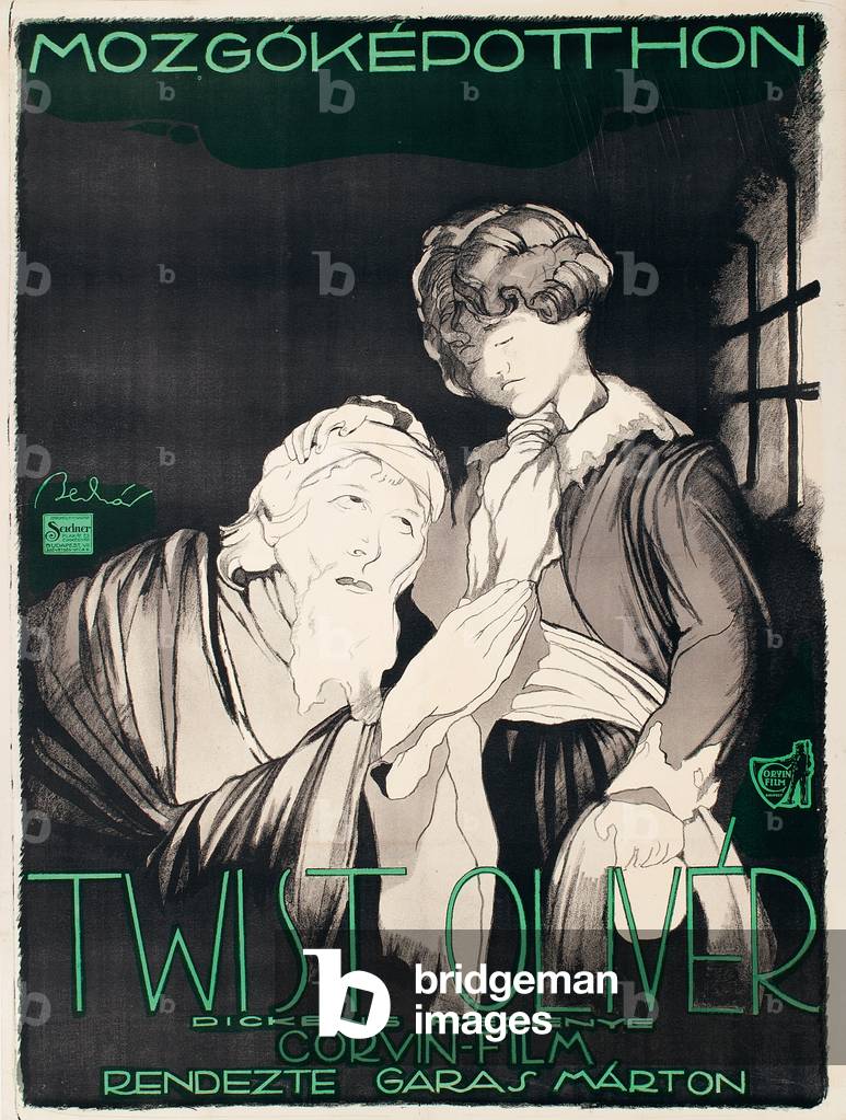 Poster for the silent film 'Oliver Twist' by the Hungarian film production company Corvin, 1919 (poster)