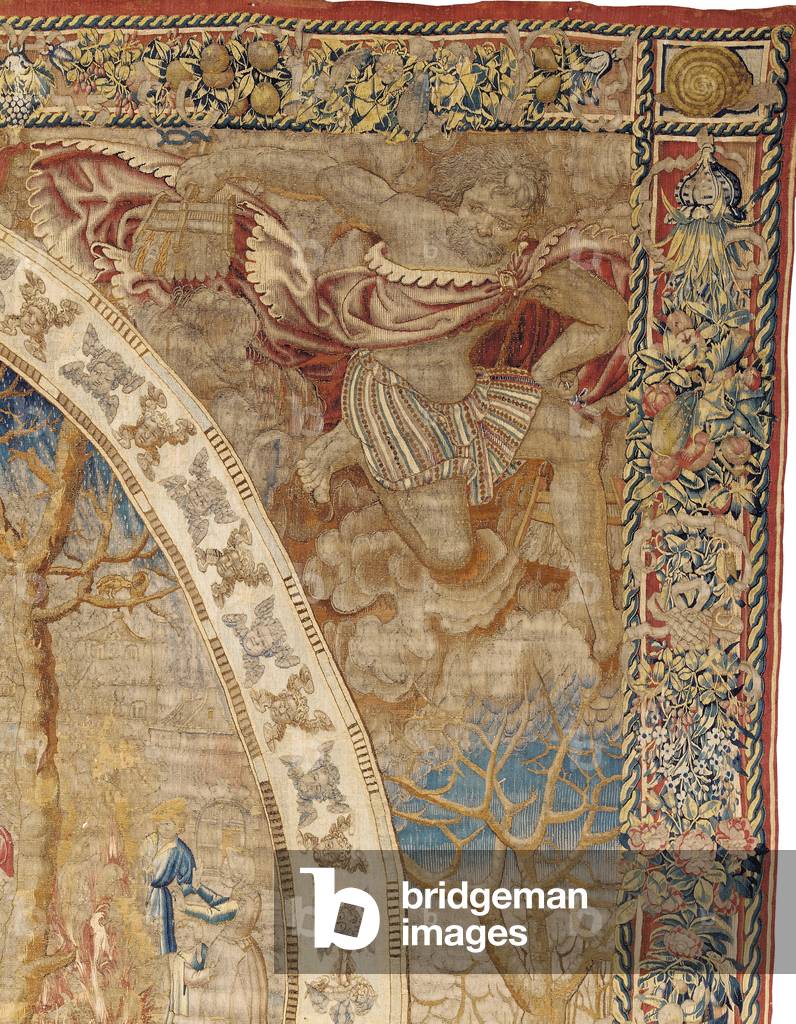 Brussels allegorical tapestry depicting the month of December from 'The Medallion Months', c.1525 (wool & silk)