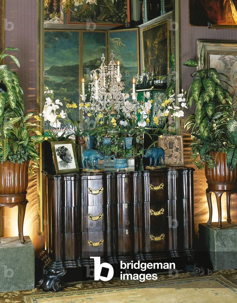 A Portugese Baroque style chest of drawers (hardwood with ivory & brass)