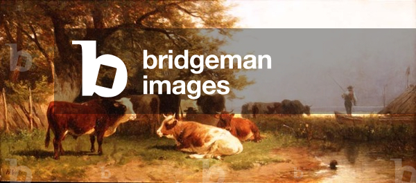 Cattle watering in a landscape