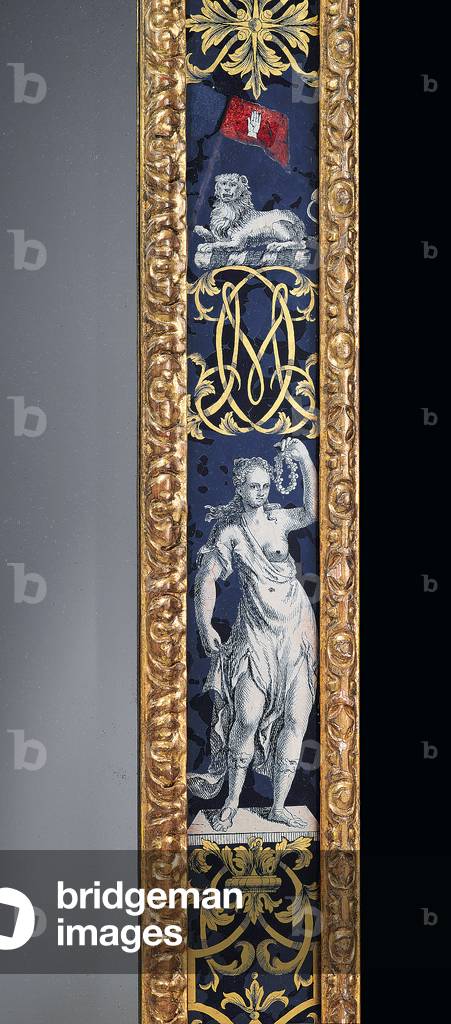 William and Mary pier mirror and companion side table, c.1706-07 (giltwood & verre eglomise)