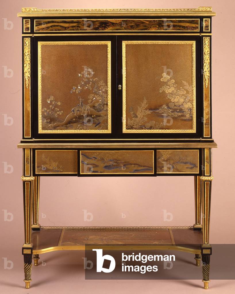 "Un secretaire montato in ormolu in stile Luigi XVI (ormolu e lacca) (vedi anche 362838-362839)", 19th Secolo 