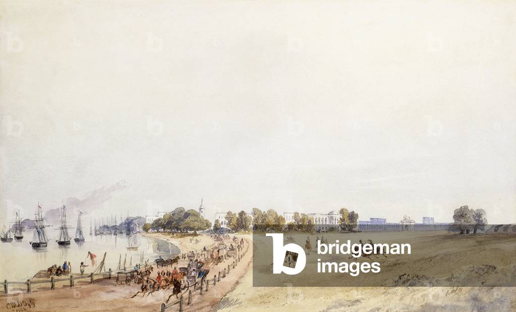 View of the Fort and Town, Calcutta, 1854 (pencil and w/c)