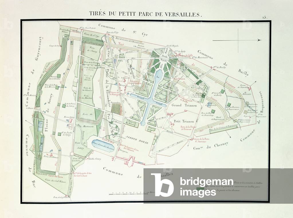 Map of the Small Park of Versailles, 1818-1819 (colour engraving)