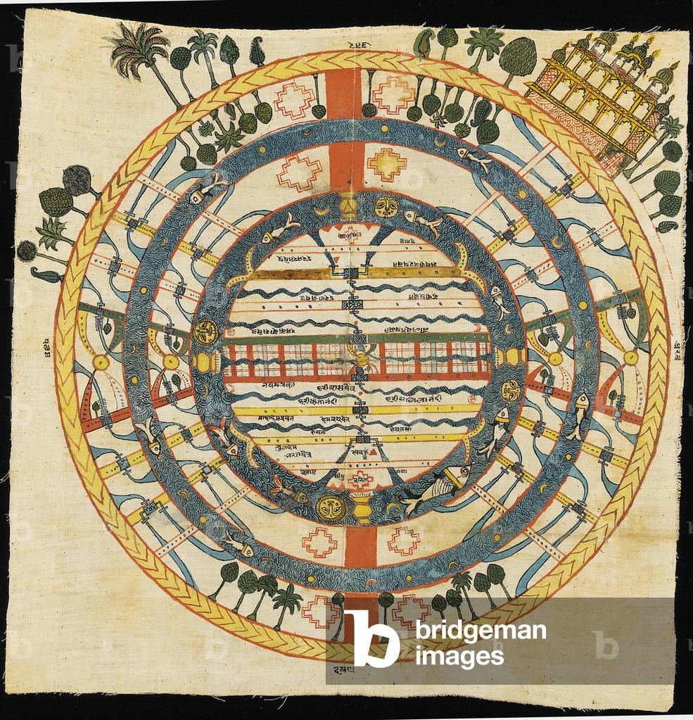 Jain Cosmic diagram, Jambudvpida, Bikaner (w/c on paper)