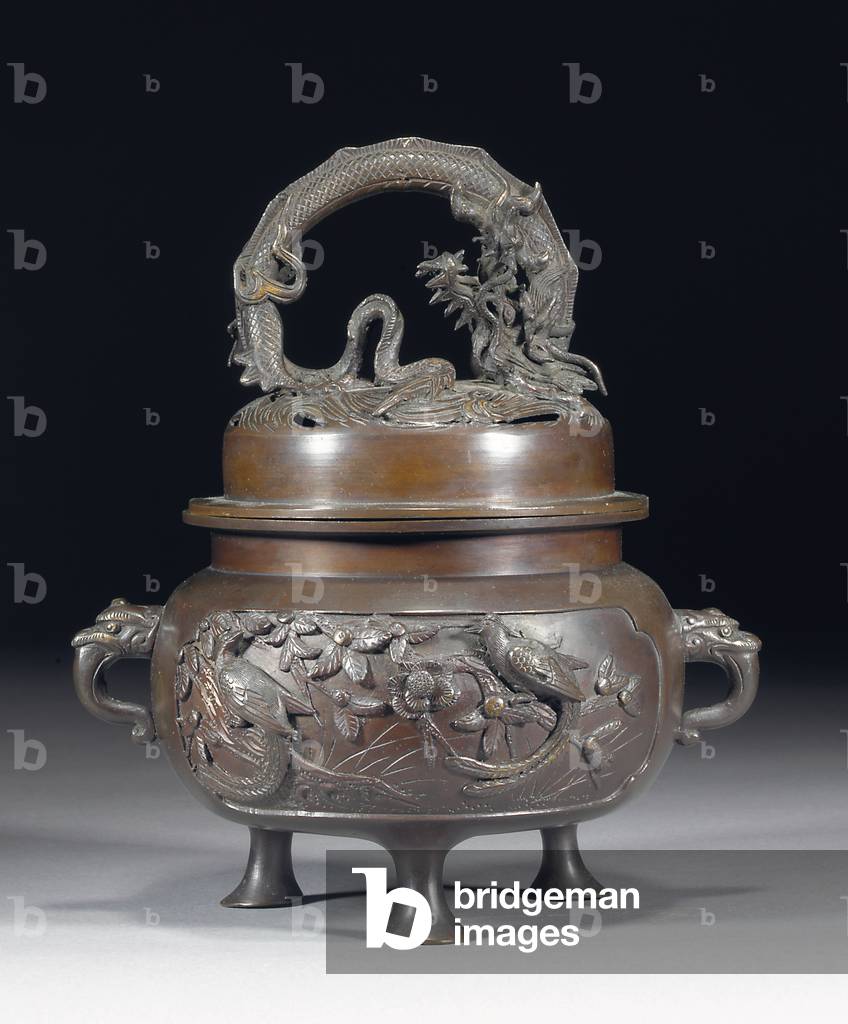 Tripod koro and cover, 19th century (bronze)