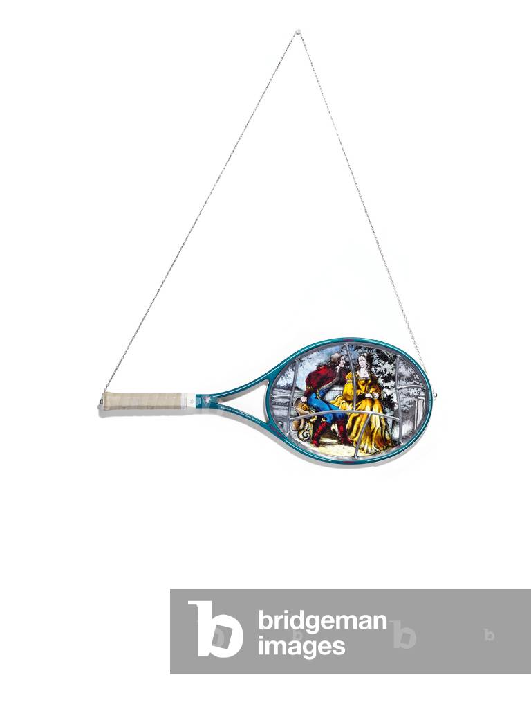 Tecno Pro-Performer Bi Sensor Technology Super Mid Plus, 1989 (stained glass, lead, tennis racket, racket case and chain)