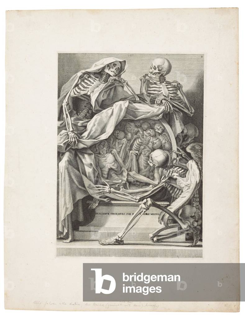 Memento mori ('INGREDIMVR CVNCTI, DIVES CVM PAVPERE MIXTVS'), c.1750 (etching with engraving)