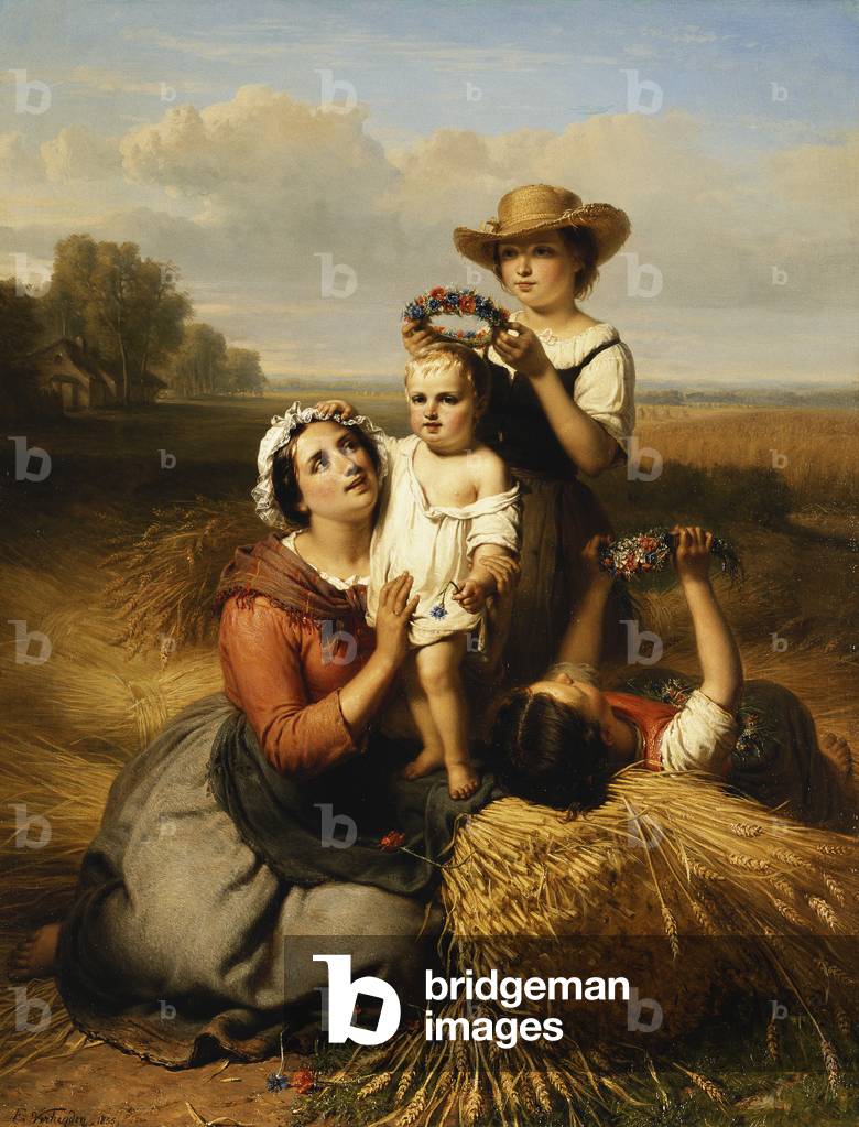 The Harvester's Family, 1855 (oil on panel)