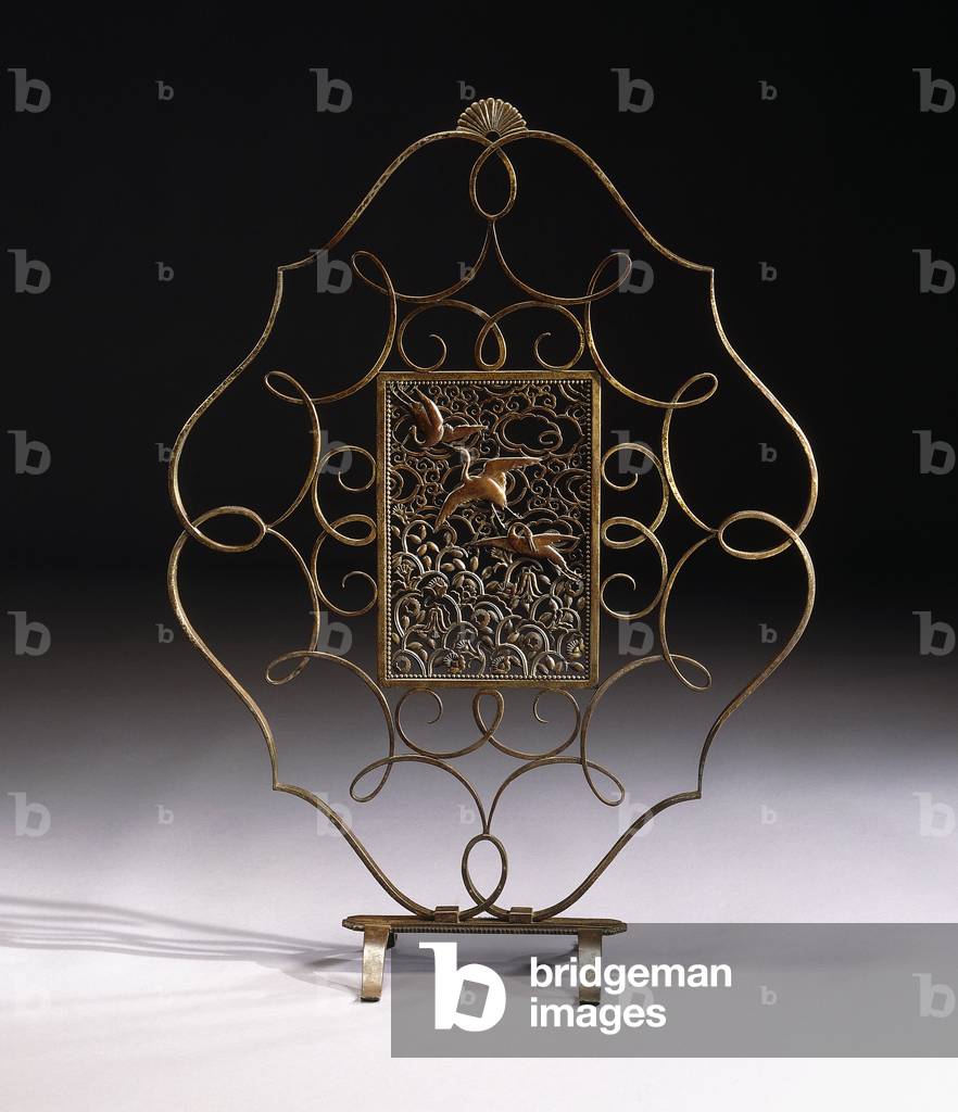 A wrought iron firescreen, c. 1925 (iron)