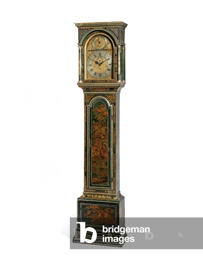 George III blue Japanned quarter striking long case clock, York, c.1760 (wood & metal) (see also 615808)