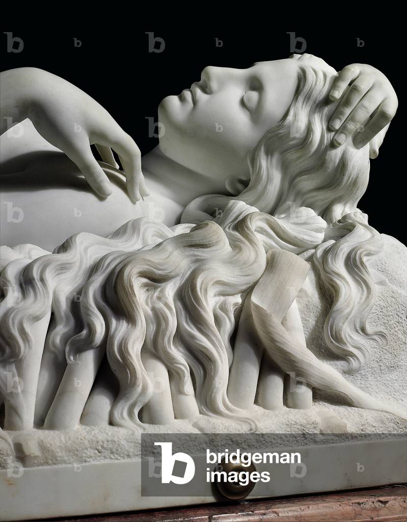 A life-size figure of Rhodopis on plinth, 1862 (marble)