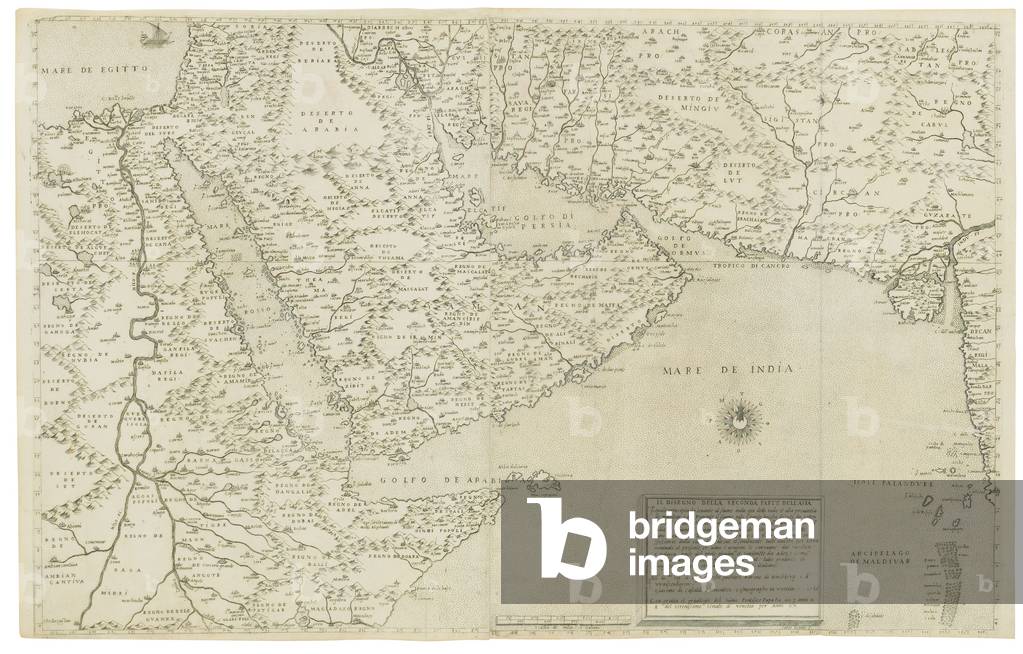 Map of India and Southeastern Asia; Il Disegno Della Terza Parte Dell'Asia, 1561 (engraving)
