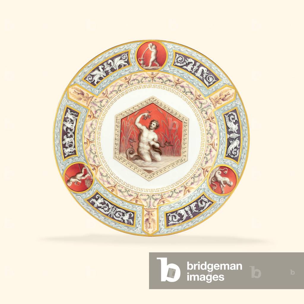 A porcelain dinner plate from the Raphael Service, the centre depicting Triton, 1903 (porcelain)