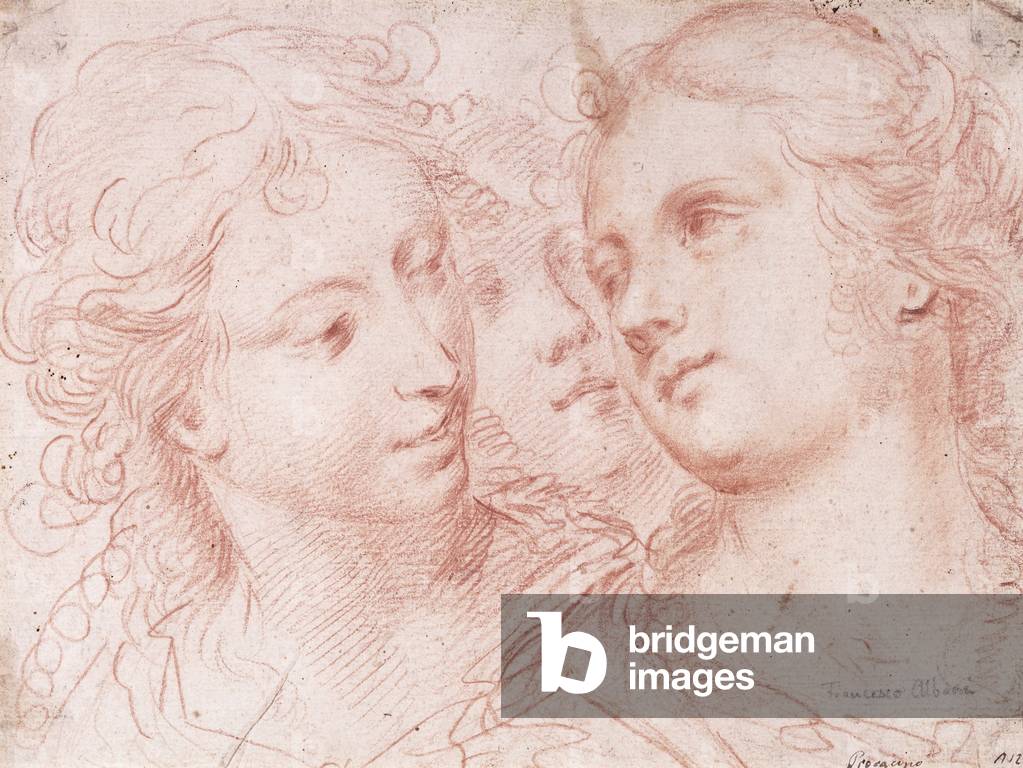 Three Studies of Female Heads (red chalk)