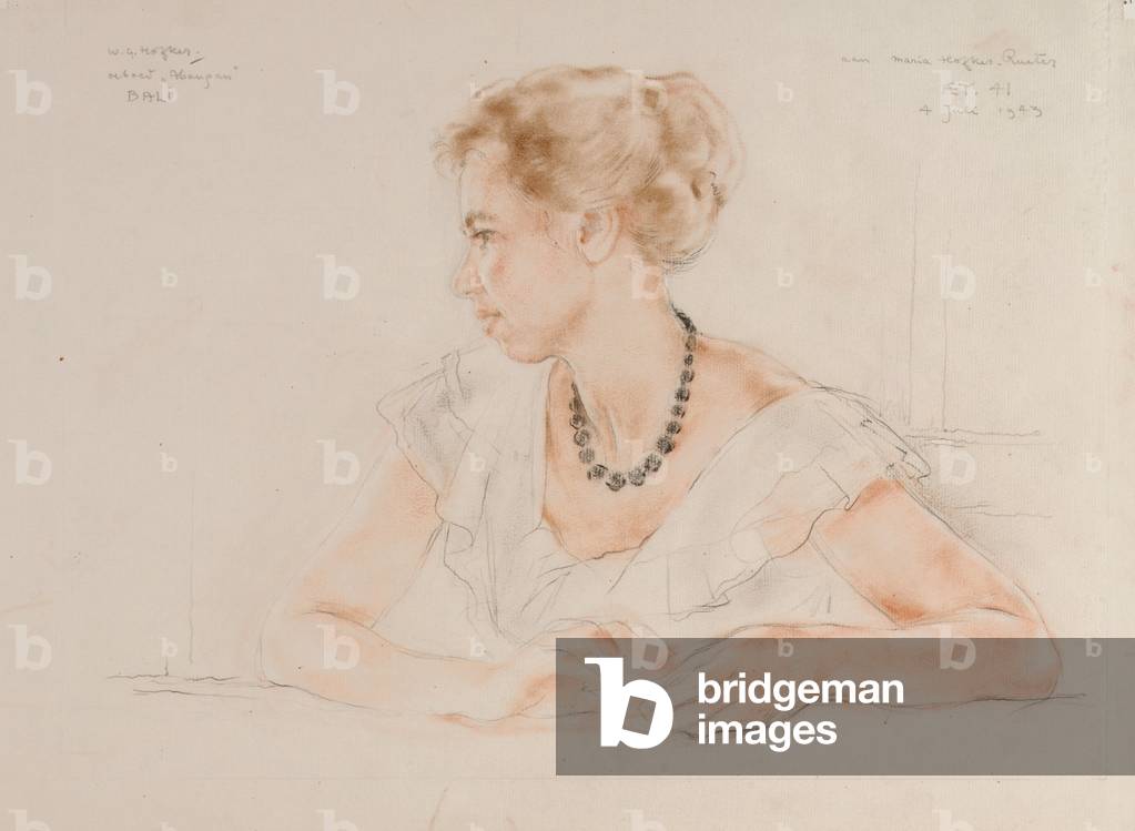 Portrait of Maria; Oeboed 'Abangan' Bali, 1943 (pencil & pastel on paper)