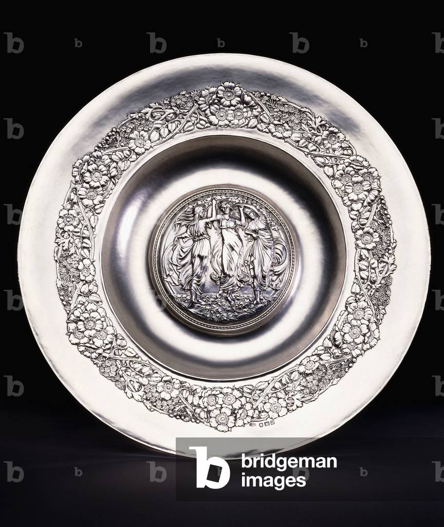 Spring', a large Ramsden and Carr silver rosewater dish, 1910 (silver)