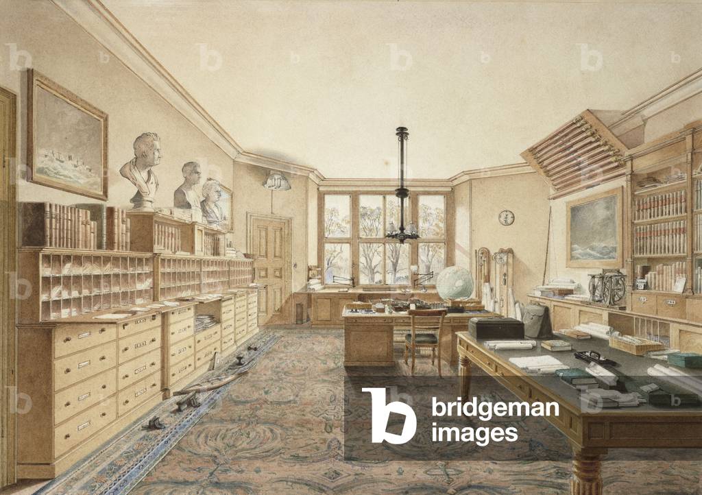 Isambard Kingdom Brunel's Office at 18 Duke Street, Westminster (pencil, pen and ink and watercolour)