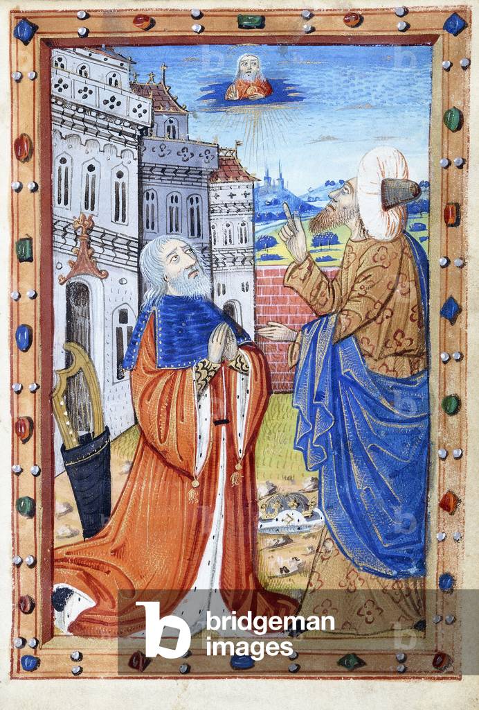 David at Prayer, with the Prophet Nathan, 15th century (paint on vellum)