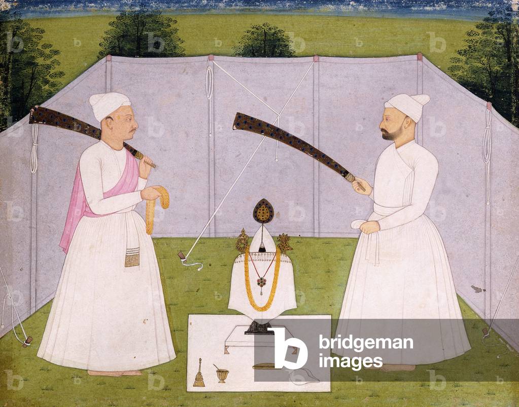 Pandits Attending Balwant Singh's Personal Shrine, c. 1750 (miniature)