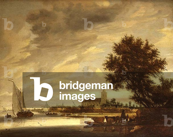 A river landscape with a ferry in the foreground, 1645