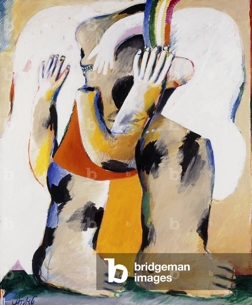 Figure With White Boa and Upturned Head, 1965/1966 (aquatec on canvas)