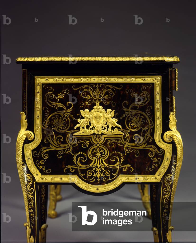 Louis XIV bureau, The Duchesse de Bourgogne Bureau (ormolu-mounted brass-inlaid tortoiseshell & ebony) (see also 1201687)