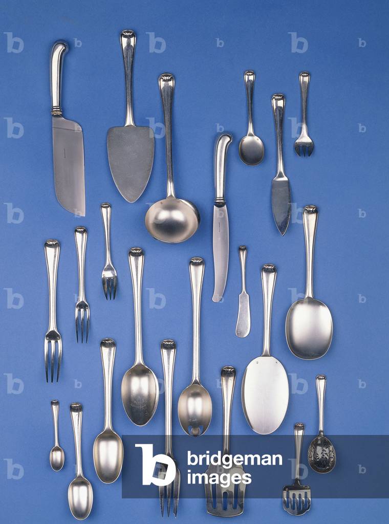 Part of a silver flatware set (silver)
