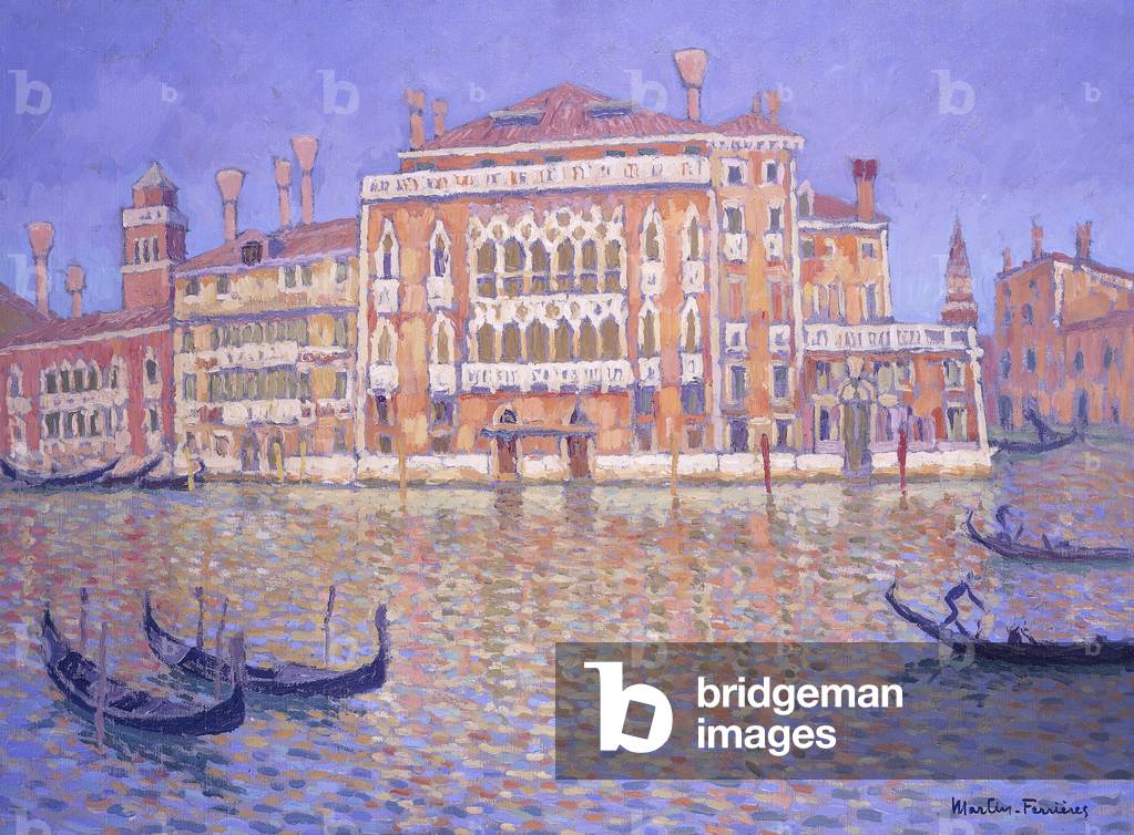 Scene in Venice; Scene du Venise,  (oil on canvas)