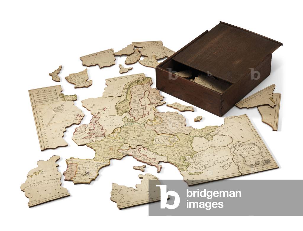 Europe divided into its Kingdoms, c.1766 (hand-coloured engraved sheet mounted on wood)