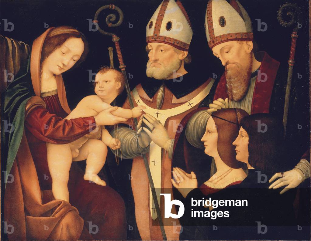 The Madonna and Child with Saints Romanus and Ptolomaeus and two donors (oil on panel)