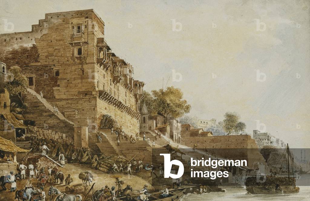 The Man Mundil or Hindoo Observatory, Benares 1829 (pencil and watercolour)