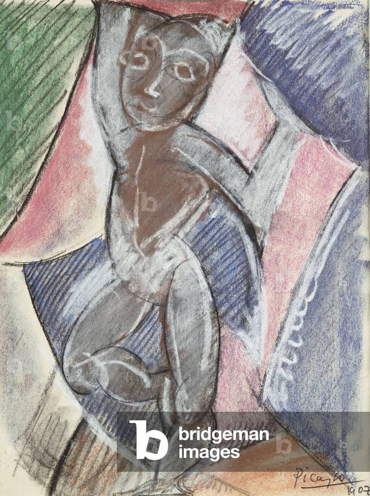 Nude mit erhöhten Armen, 1907 (pastell & schwarze Kreide über Bleistift)