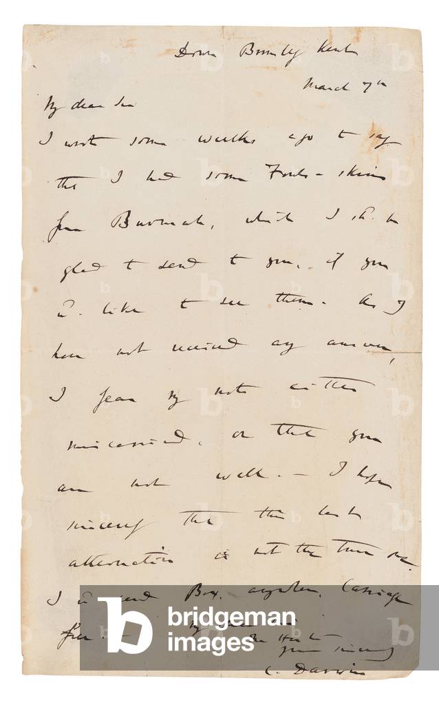 Autograph letter signed (‘C. Darwin’), to an unnamed recipient (W.B. Tegetmeier), Down, Bromley, Kent, 7 March 1858 (pen & ink on paper)
