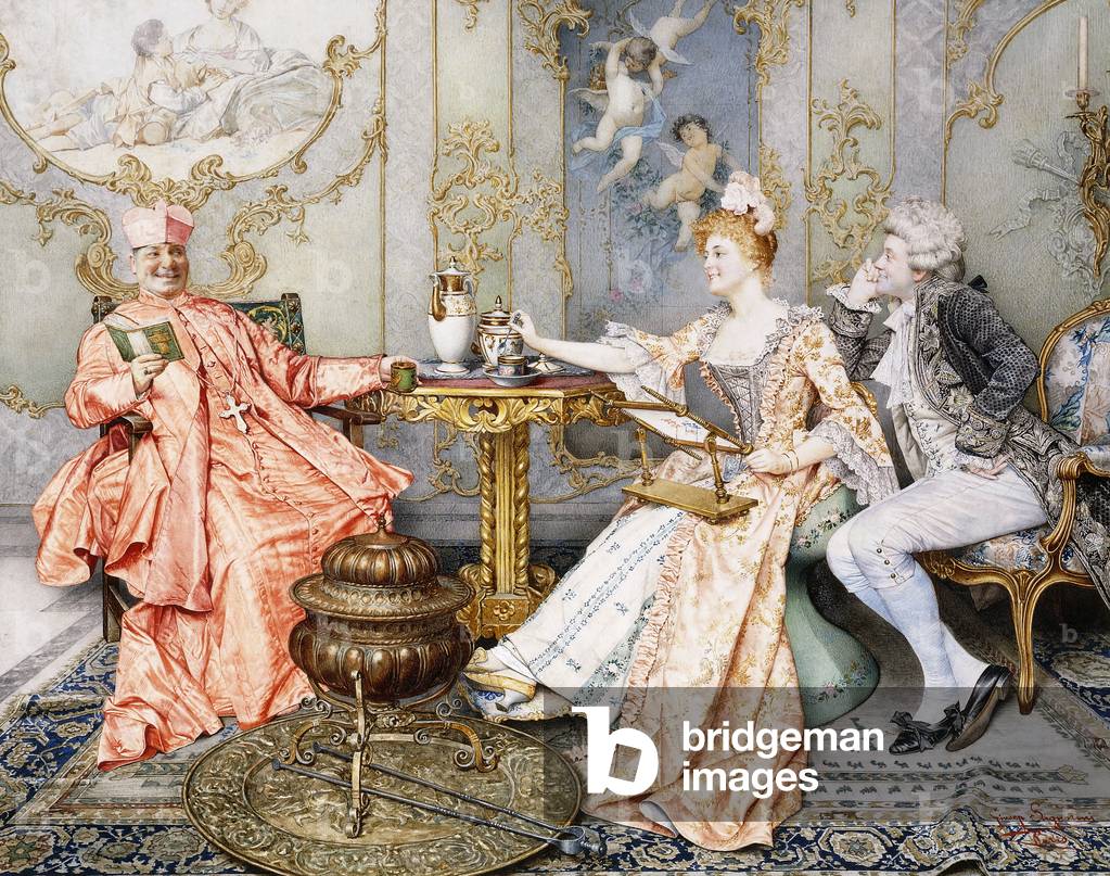 The Tea Party,  (watercolour with pencil on board)