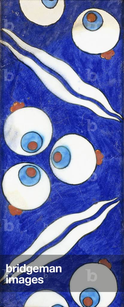 An Iznik pottery border tile, with bold cintamani triple roundels and paired waves, c. 1570 (ceramic)